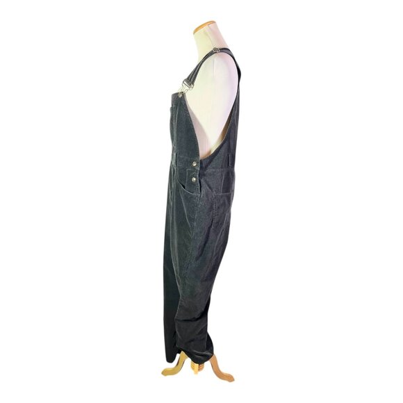 Vintage 90s Crossroads Size L Dark Grey Velvet Overalls Cotton - Picture 3 of 13